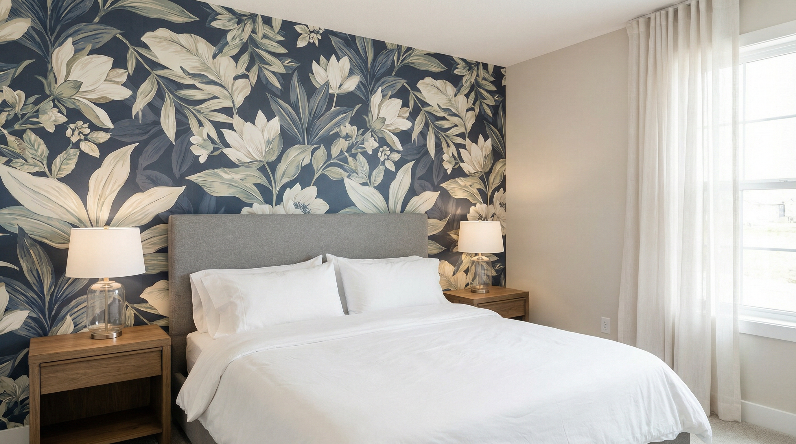 After — Wallpaper installed in Houston bedroom
