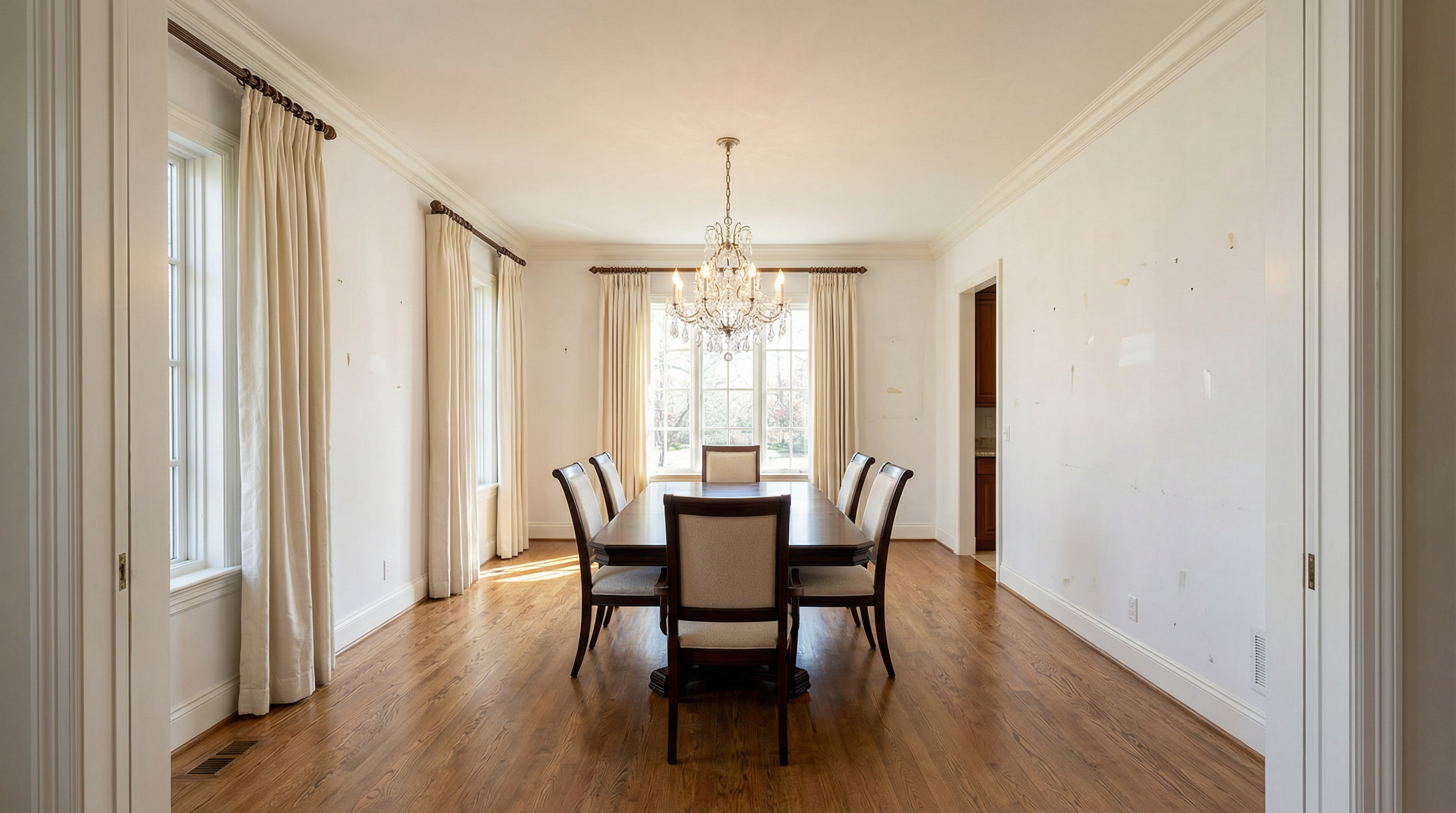 Before — Plain painted wall in Houston dining room